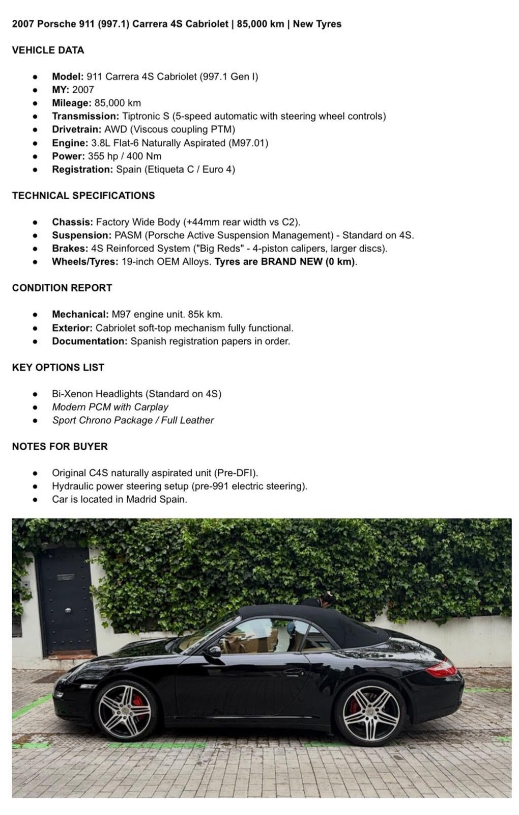 PORSCHE 911 CARRERA 4S 997.1 2007