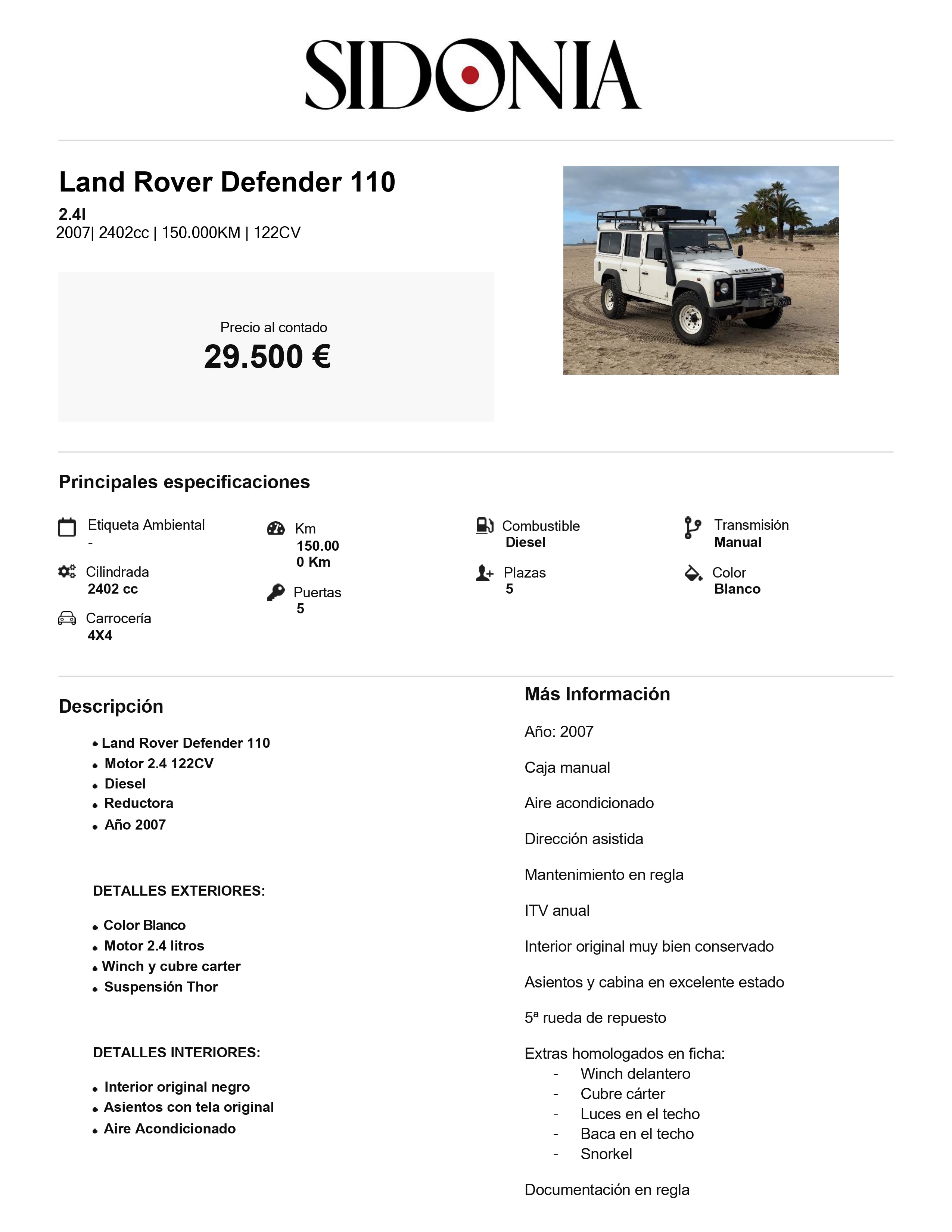 LAND ROVER DEFENDER 110 2007