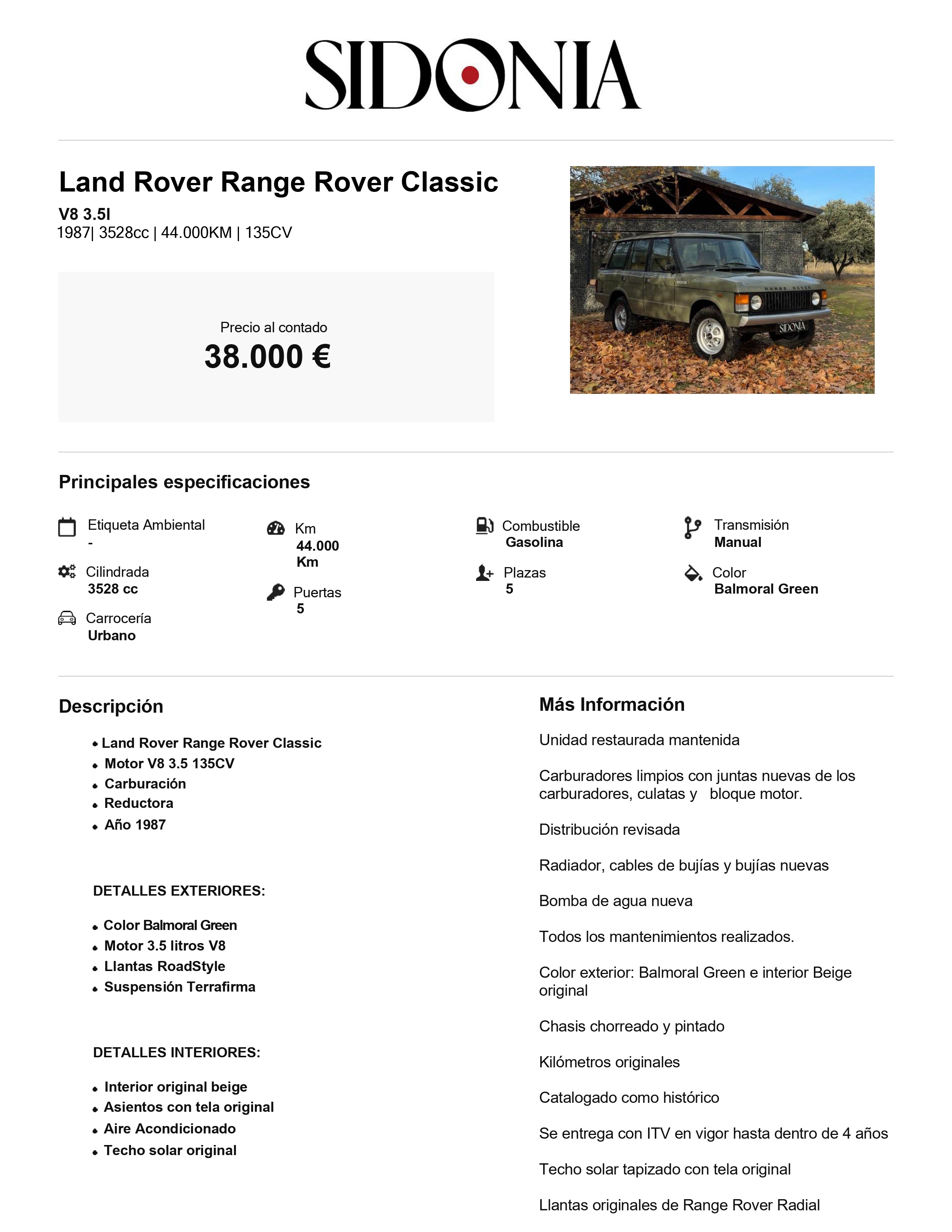RANGE ROVER CLASSIC 3.5 1987