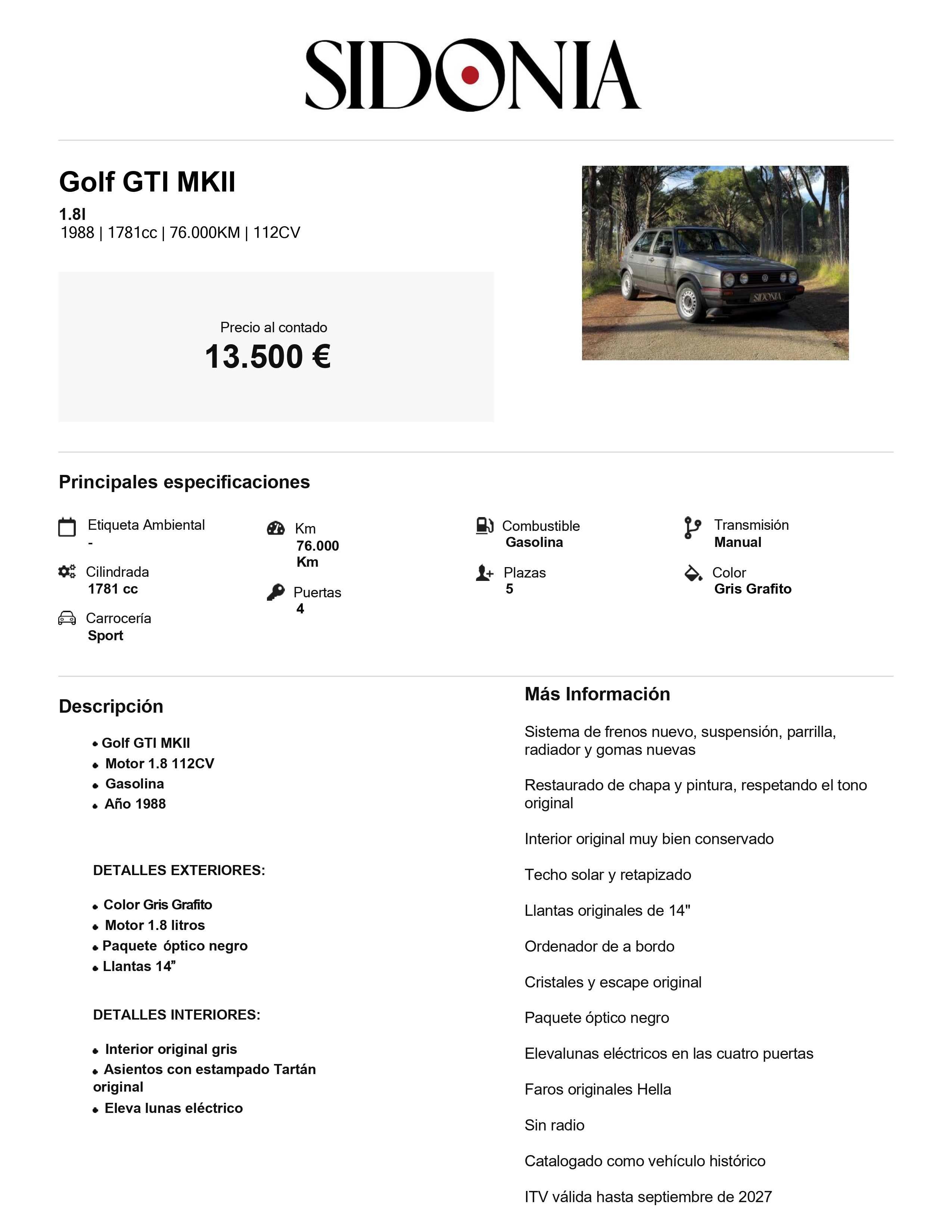 GOLF GTI MKII 1988