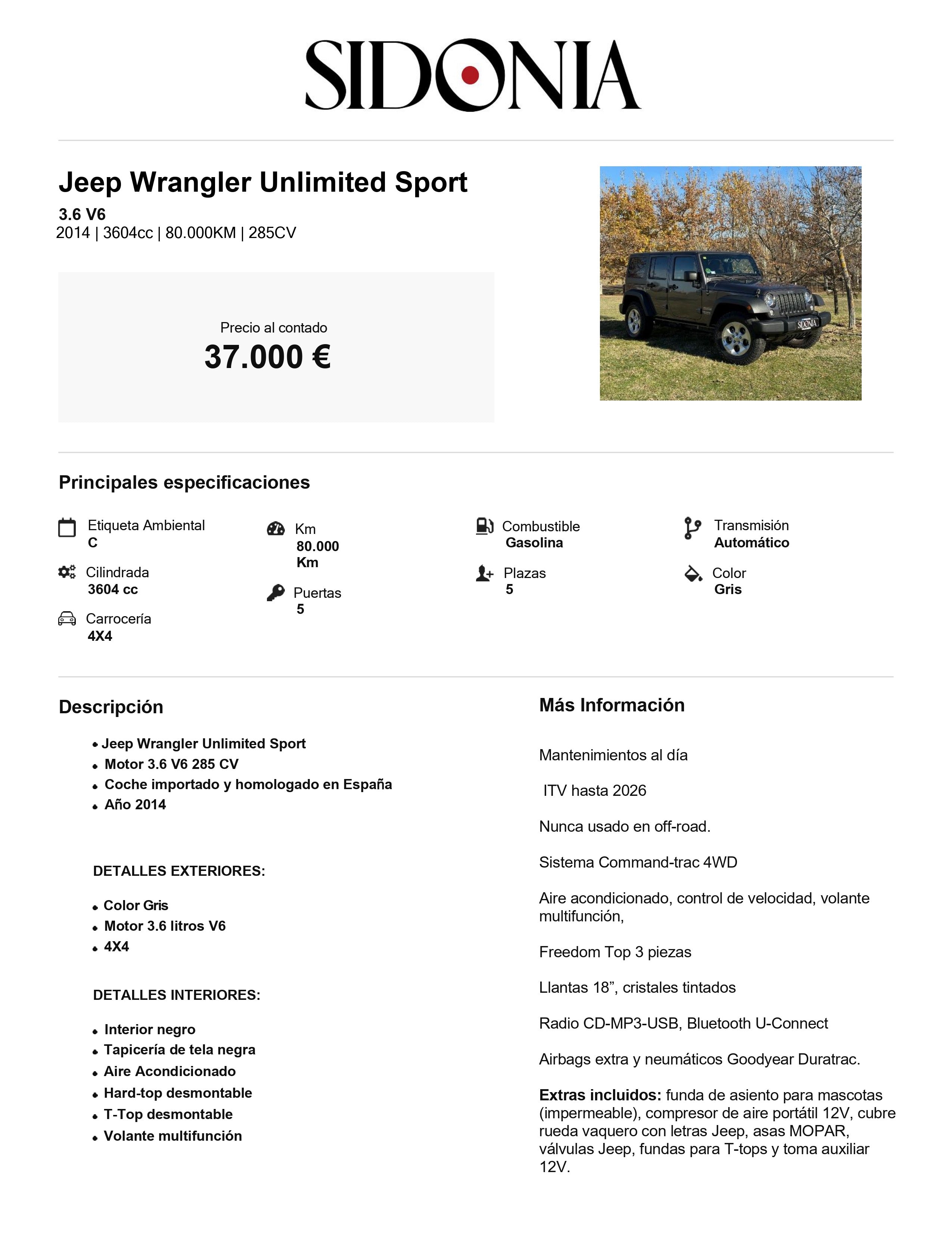 JEEP WRANGLER UNLIMITED SPORT 2014